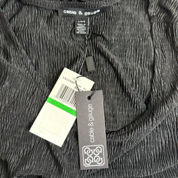 Cable & Gauge Womens Long Sleeve Black Textured Tunic Top Size Large Polyester - Picture 4 of 5